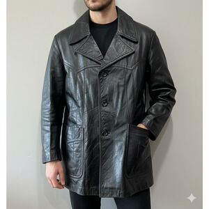 Vtg Men’s 70's Retro western Leather Jacket Size 44 , thermal liner Argentina